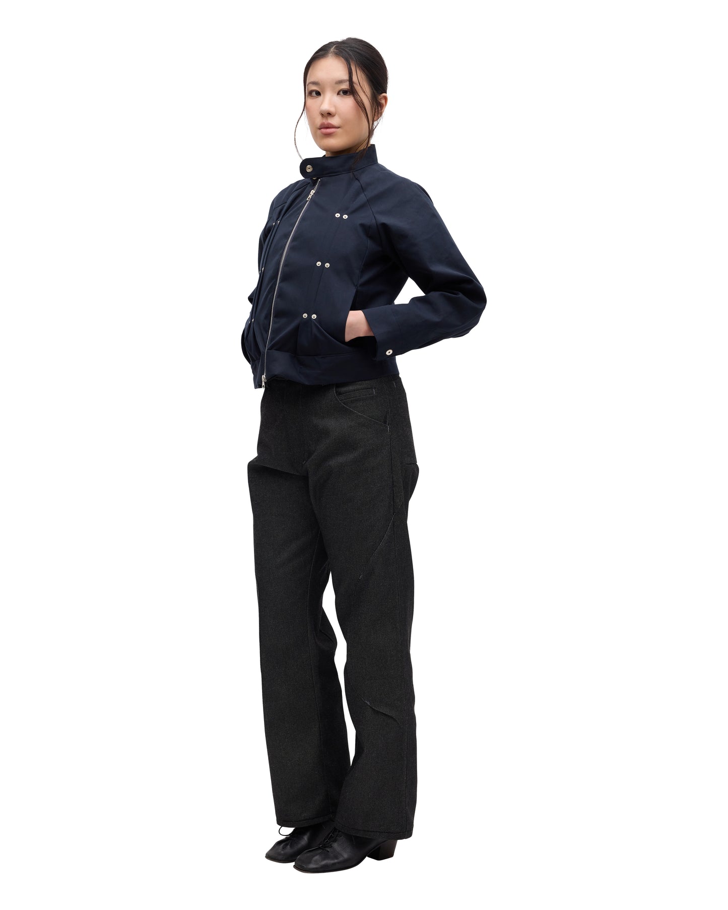 “GIL” MOTO-RACER JACKET IN MIDNIGHT NAVY