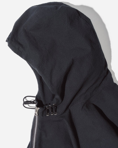 “STONEFISH” ZIP-UP HOODIE IN OBSIDIAN SEERSUCKER