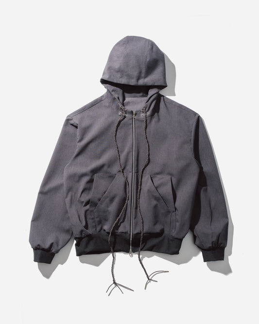 “STONEFISH” ZIP-UP HOODIE IN PEBBLE HERRINGBONE