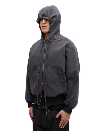 “STONEFISH” ZIP-UP HOODIE IN PEBBLE HERRINGBONE