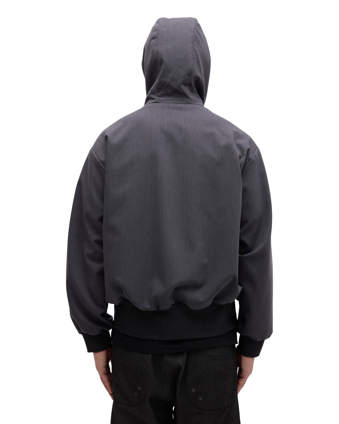 “STONEFISH” ZIP-UP HOODIE IN PEBBLE HERRINGBONE