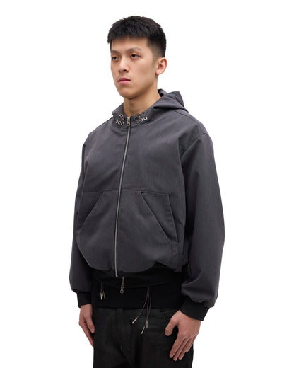 “STONEFISH” ZIP-UP HOODIE IN PEBBLE HERRINGBONE