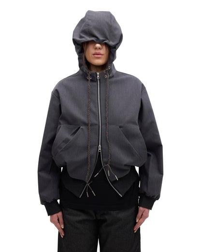 “STONEFISH” ZIP-UP HOODIE IN PEBBLE HERRINGBONE