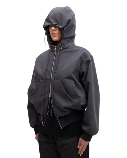 “STONEFISH” ZIP-UP HOODIE IN PEBBLE HERRINGBONE