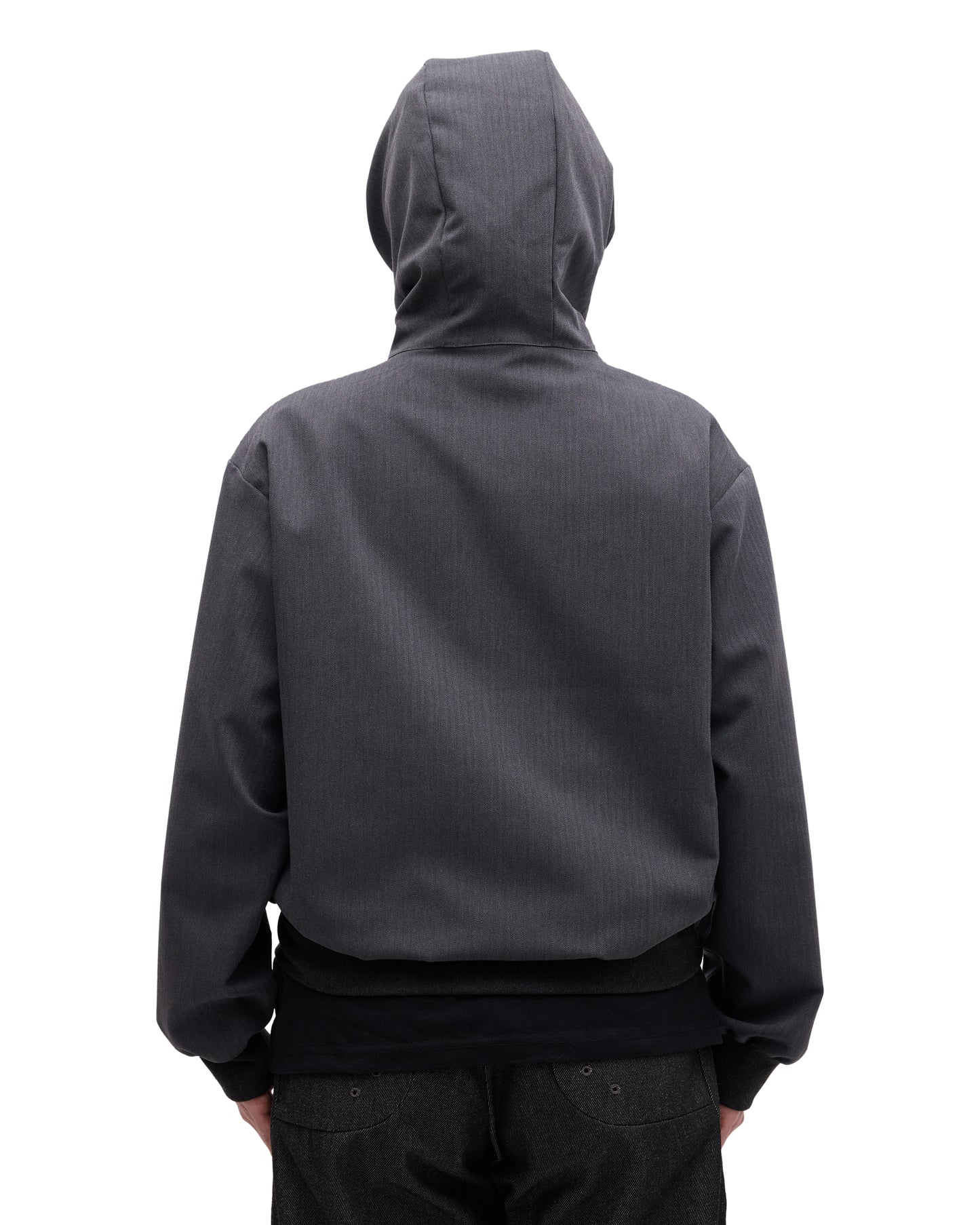 “STONEFISH” ZIP-UP HOODIE IN PEBBLE HERRINGBONE