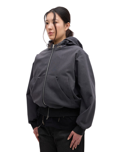 “STONEFISH” ZIP-UP HOODIE IN PEBBLE HERRINGBONE