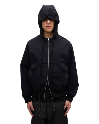 “STONEFISH” ZIP-UP HOODIE IN OBSIDIAN SEERSUCKER