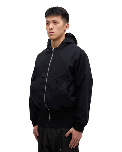 “STONEFISH” ZIP-UP HOODIE IN OBSIDIAN SEERSUCKER