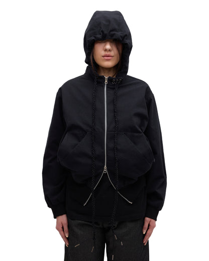 “STONEFISH” ZIP-UP HOODIE IN OBSIDIAN SEERSUCKER