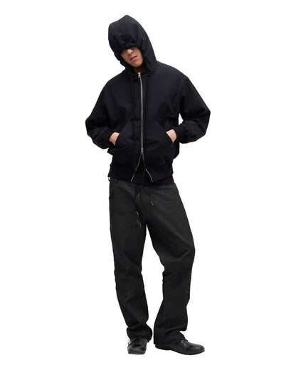 “STONEFISH” ZIP-UP HOODIE IN OBSIDIAN SEERSUCKER