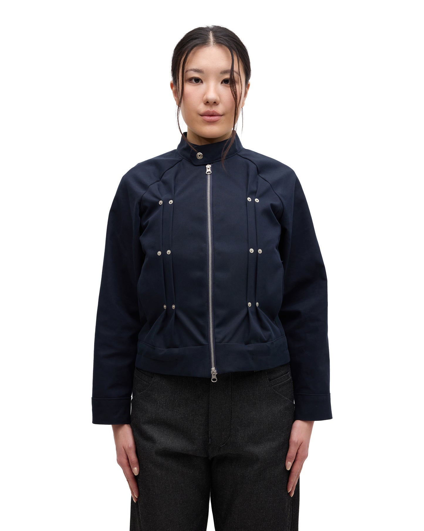 “GIL” MOTO-RACER JACKET IN MIDNIGHT NAVY