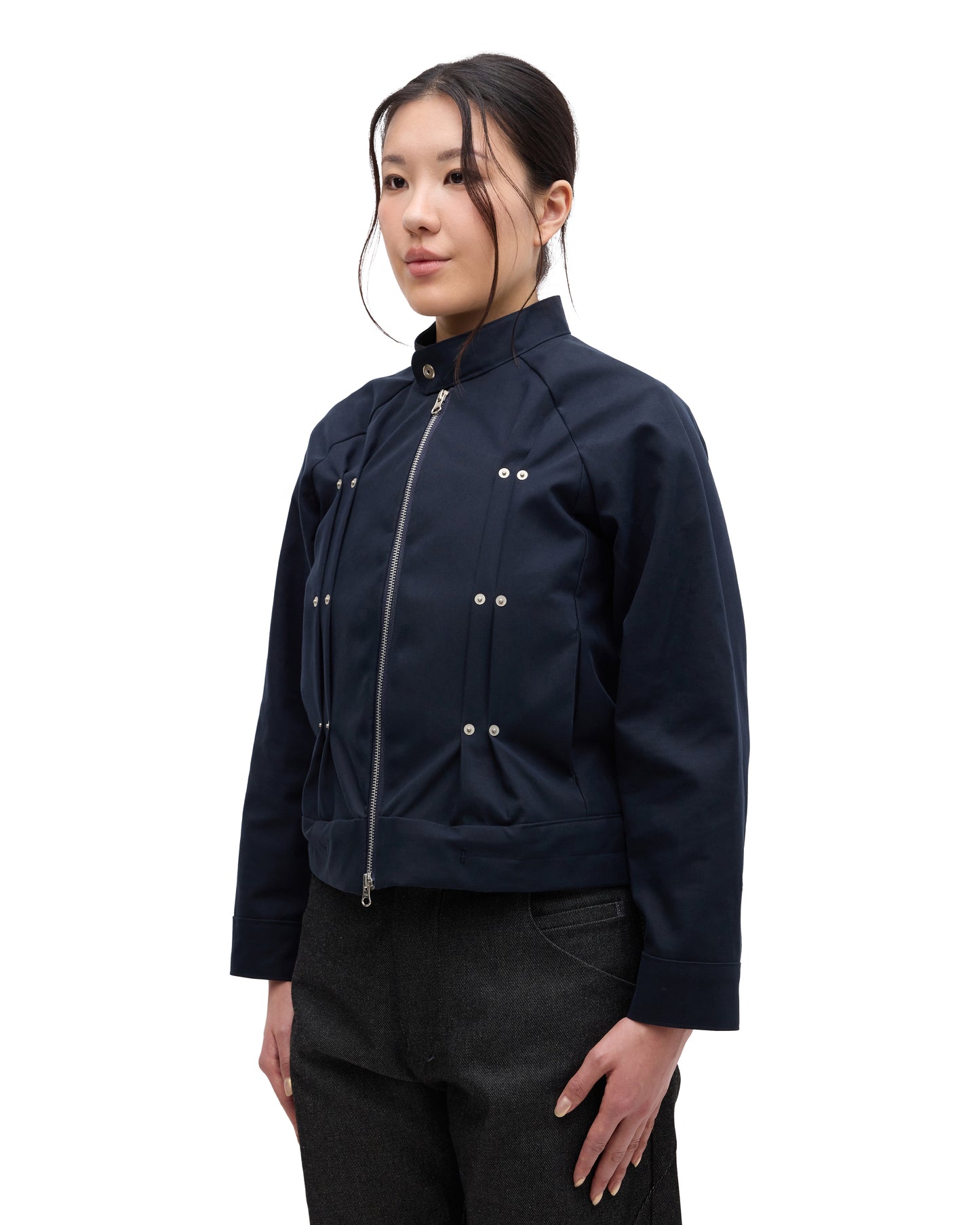 “GIL” MOTO-RACER JACKET IN MIDNIGHT NAVY