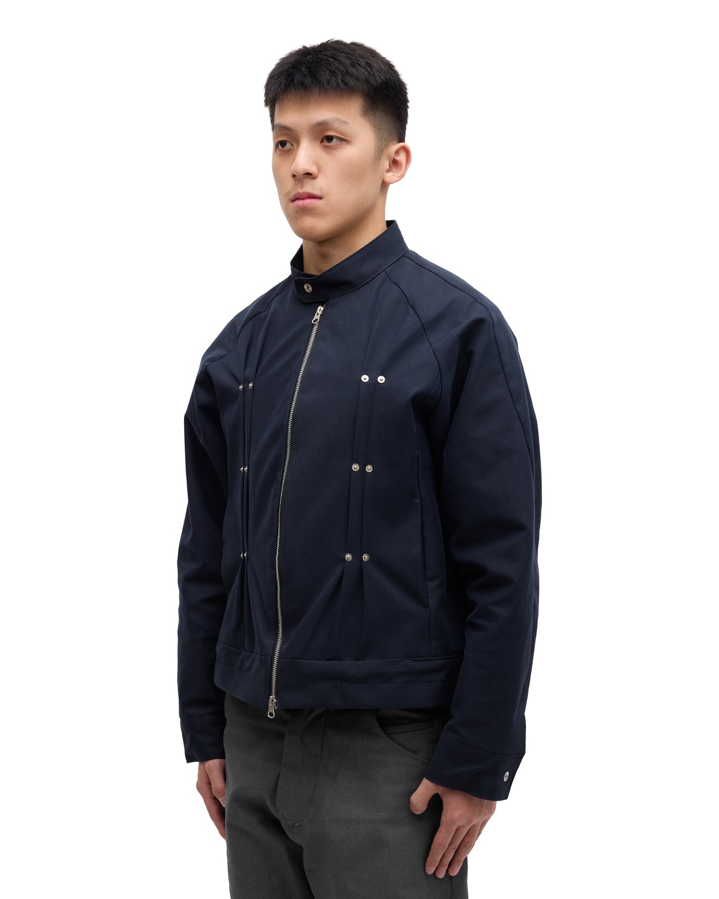 “GIL” MOTO-RACER JACKET IN MIDNIGHT NAVY