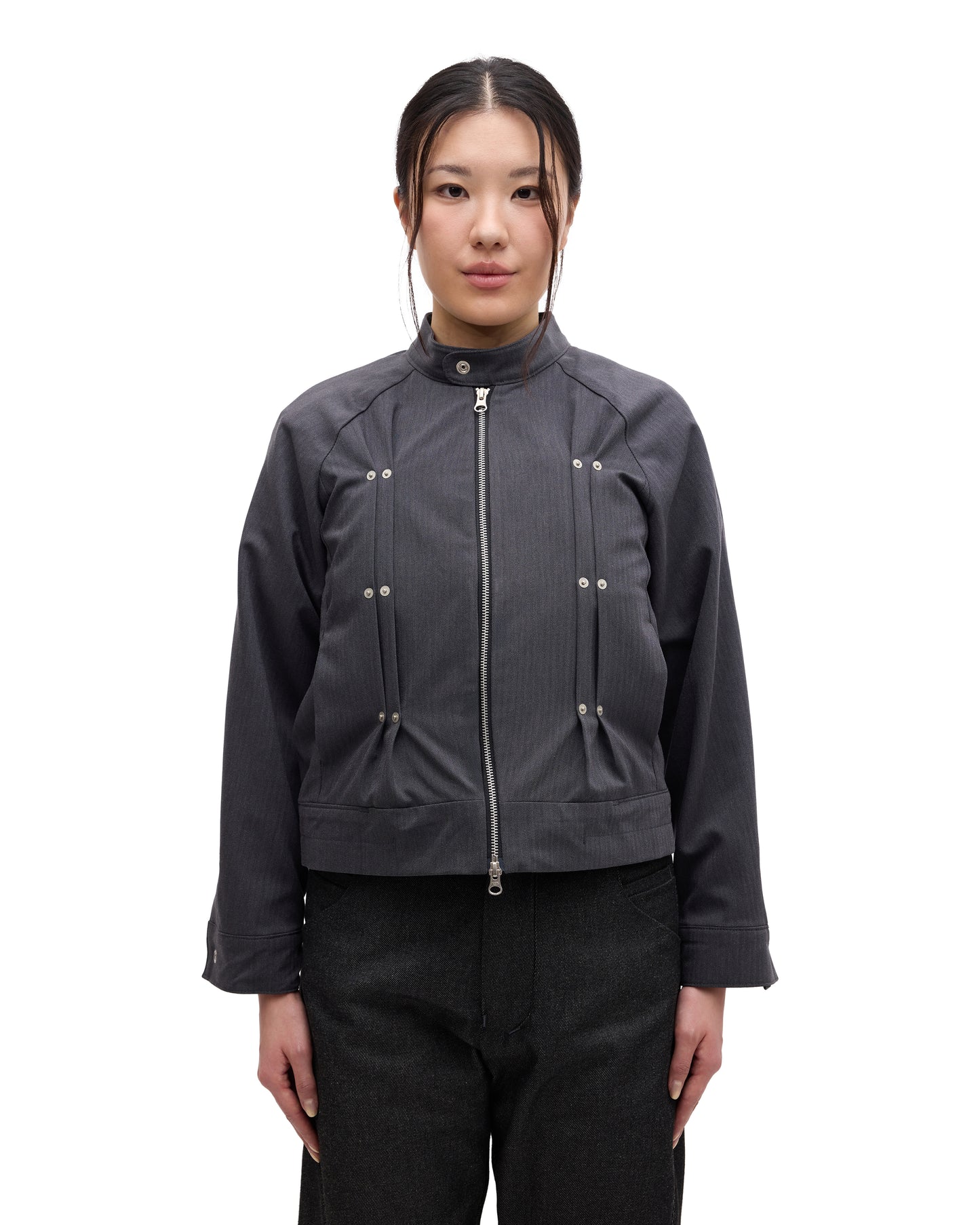 “GIL” MOTO-RACER JACKET IN PEBBLE HERRINGBONE