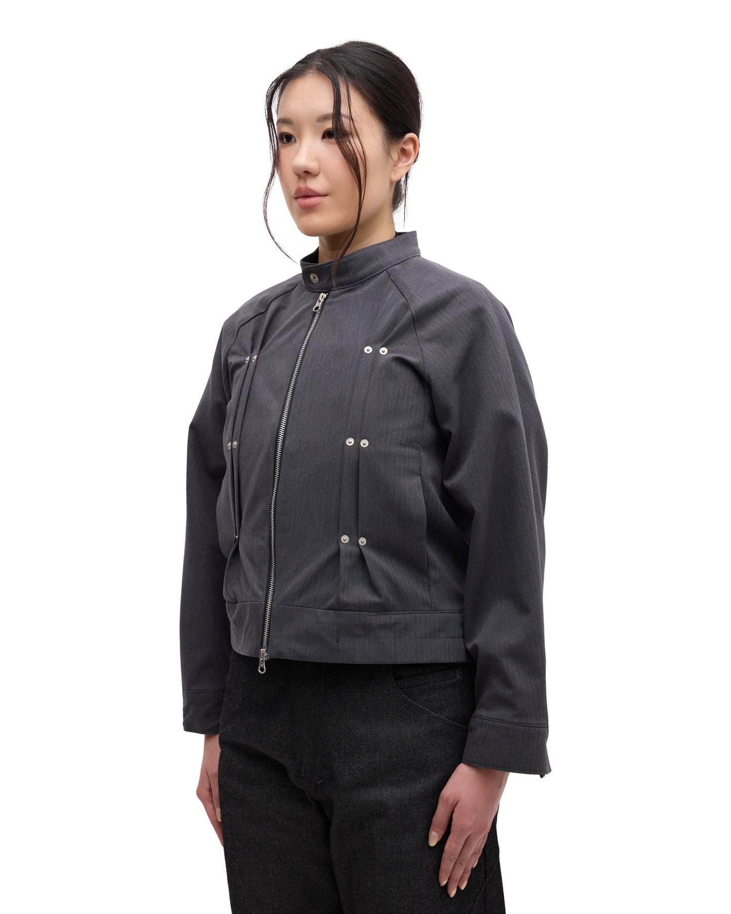 “GIL” MOTO-RACER JACKET IN PEBBLE HERRINGBONE
