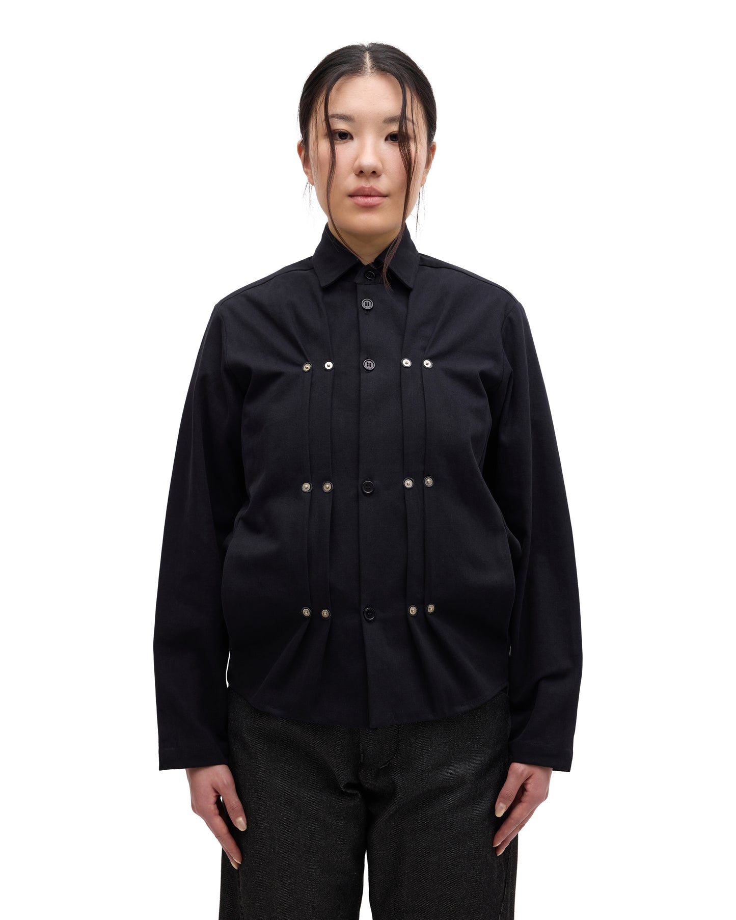 “GIL” SHIRT IN SOOT HERRINGBONE