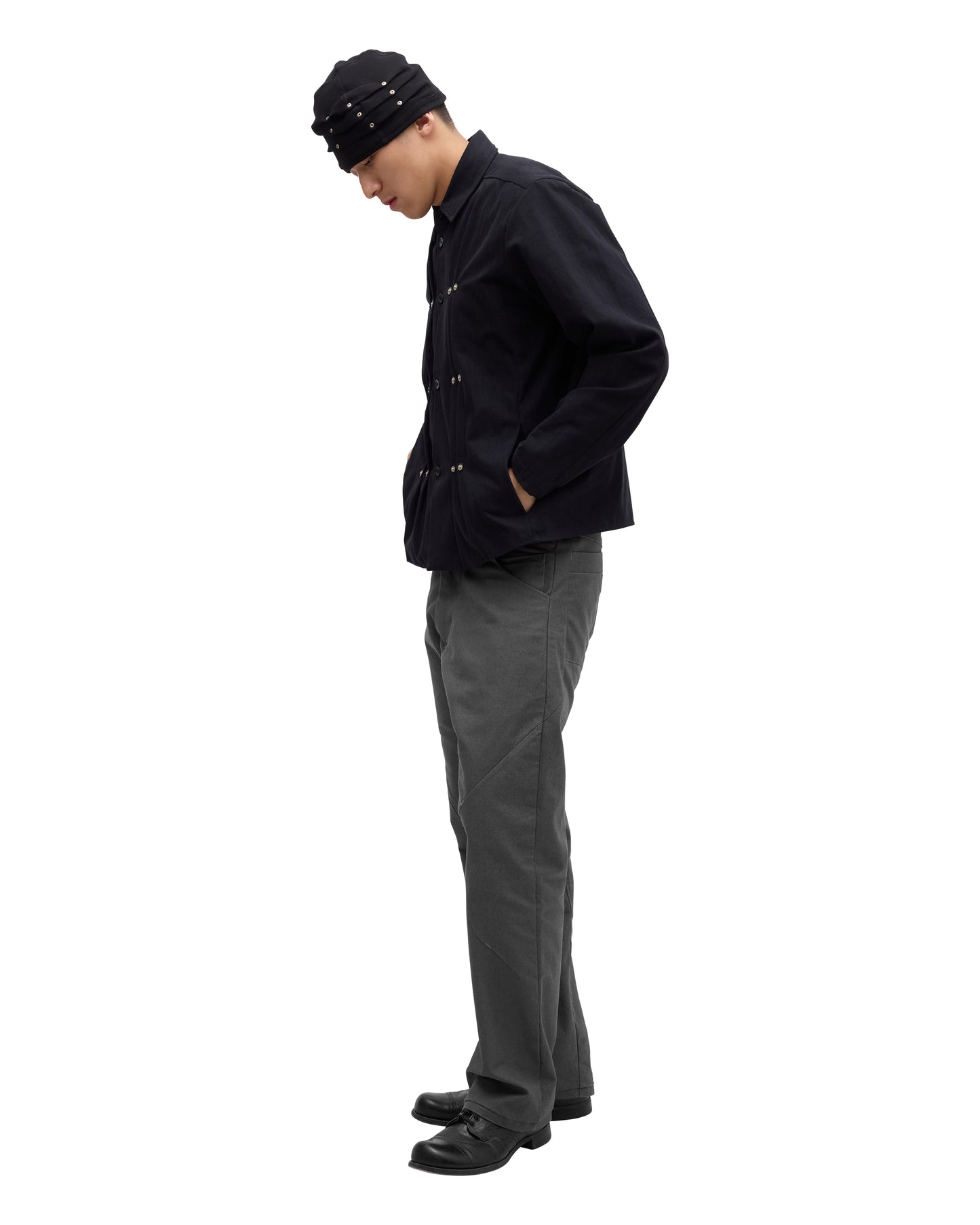 “GIL” SHIRT IN SOOT HERRINGBONE